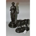 AFTER CHARLES VALTON (1851-1918), a patinated spelter figure of a bull, signed to the oval base,
