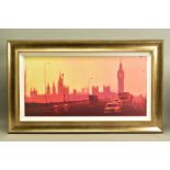 ROLF HARRIS (AUSTRALIAN 1930) 'FIFTIES RUSH HOUR', a limited edition print of a London sunset 105/