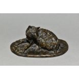 AFTER MENE, a cold cast bronze sculpture of a fox lying down, impressed 'MENE' to base, height 7cm x