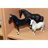 THREE BESWICK HORSES, Hackney, No 1361, black, Black Beauty No 2466 and Welsh Mountain Pony 'Coed