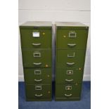 TWO METAL FOUR DRAWER FILING CABINETS (no keys)