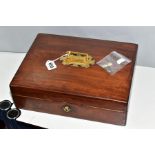A LATE 19TH/EARLY 20TH CENTURY ASPREY LADIES WRITING CASE, polished wood finish, lacks outer leather