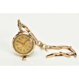 AN EARLY 20TH CENTURY 9CT GOLD LADIES WRISTWATCH, gold dial with Arabic numerals, blue steel