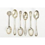 A SET OF FOUR AIREDALE TERRIERS CLUB TEASPOONS, with a side profile of a canine to each of the