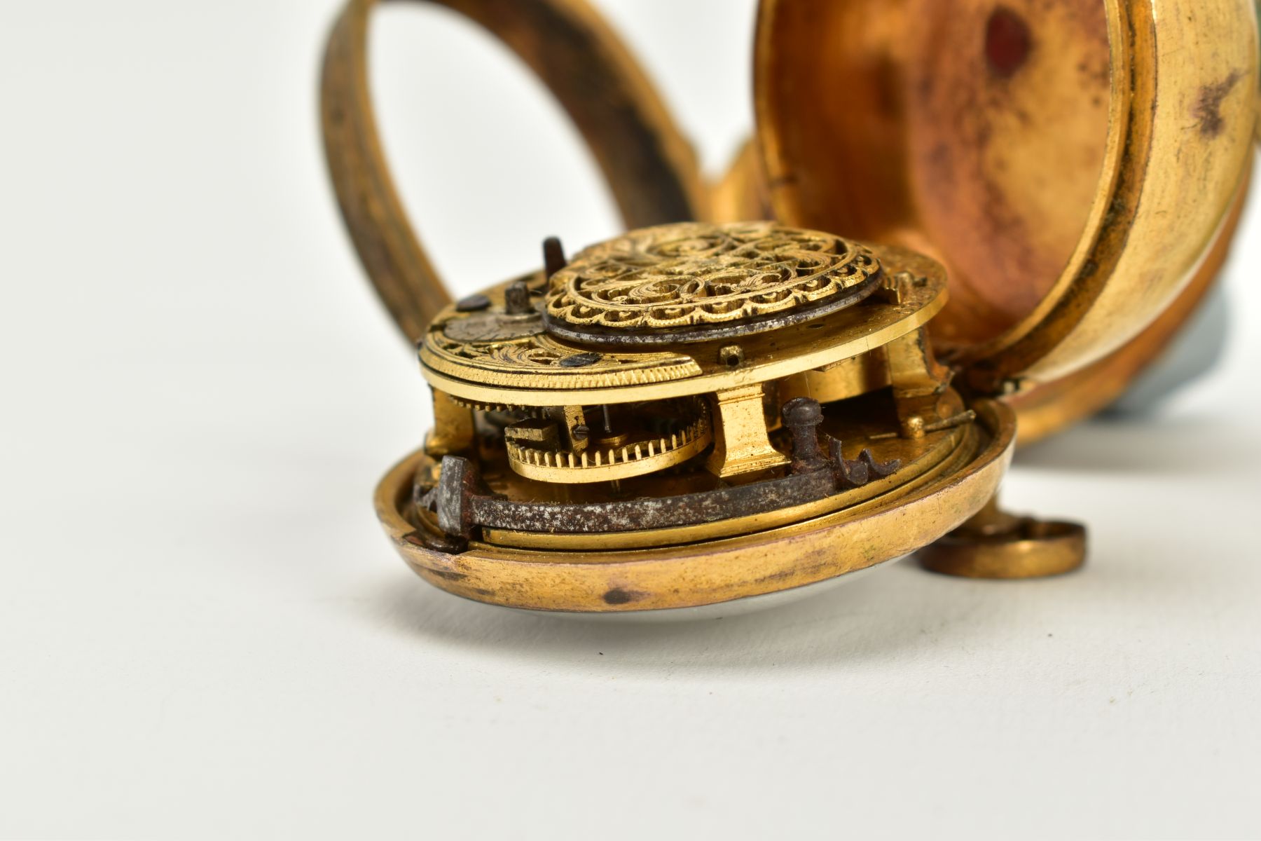 TWO EARLY 19TH CENTURY GILT METAL PAIR CASED POCKET WATCHES, a shagreen pair cased verge pocket by - Image 12 of 12