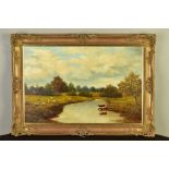 INDISTINCTLY SIGNED LATE 19TH/EARLY 20TH CENTURY BRITISH SCHOOL, River landscape with cattle