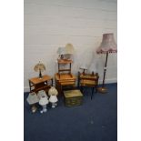 A QUANTITY OF OCCASIONAL FURNITURE to include a teak nest of three tables, magazine rack, occasional