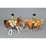 TWO BESWICK FIGURE GROUPS, 'Girl on Pony' No 1499, Skewbald (af) and 'Boy on Pony', No 1500,