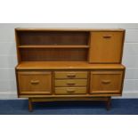 A WILLIAM LAWRENCE TEAK HIGHBOARD, width 162cm x depth 44cm x height 130cm