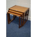 A G PLAN QUADRILLE NEST OF THREE TABLES, largest table width 53cm x depth 43cm x height 49cm