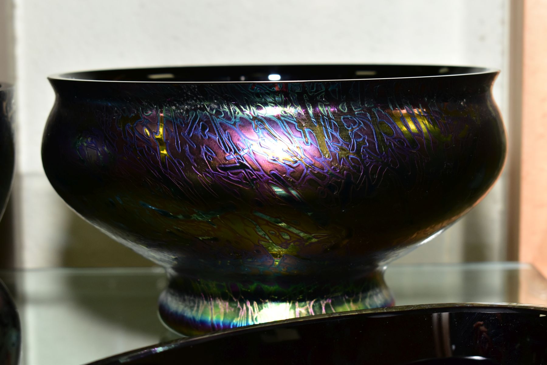 A ROYAL BRIERLEY STUDIO IRIDESCENT PURPLE VASE, of squat baluster form, etched mark to base, - Image 6 of 11