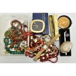 A SELECTION OF ITEMS, to include a 'swiza' travel clock, a silver plated metal pencil with lead,