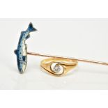 TWO ITEMS to include an Alabaster & Wilson salmon pin, a salmon realistically enamelled in