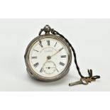 A SILVER OPEN FACED POCKET WATCH, white dial signed 'The Express English Lever, J.G. Graves