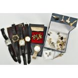 A SELECTION OF ITEMS, to include eleven pair of cufflinks in various designs, six gentlemen's
