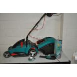 A BOSCH ROTAK 40 ELECTRIC LAWN MOWER with grass box and a Bosch Isio cordless shrub shears (both PAT