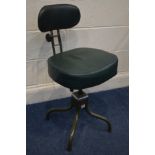 AN EVERTAUT INDUSTRIAL ARCHITECTS SWIVEL CHAIR with dark green leatherette