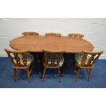 A MAHOGANY TWIN PEDESTAL TABLE, with rope edge detail, length 177cm x depth 84cm x height 74cm,