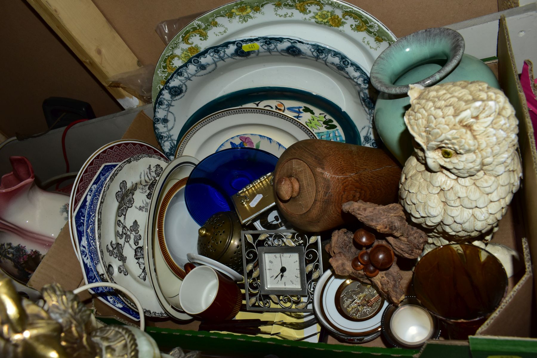 SIX BOXES OF CERAMICS, MODERN PINE TOWEL RAIL, THREE TABLE LAMPS, etc, including early 20th - Image 9 of 13