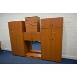 A THREE PIECE BEDROOM SUITE, along with a matching chest of four drawers (4)