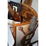 VARIOUS MODERN/TOURIST TRIBAL ITEMS, to include a cowhide shield with Assegai and hardwood club,