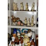 THREE BOXES AND LOOSE CERAMICS ETC, to include Regency Fine Arts sculptures on wooden plinths, Royal