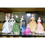 FIVE ROYAL DOULTON LADY FIGURES AND TWO OTHERS, comprising 'Grace' HN2318, 'Laura' HN2960, '