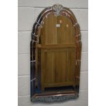 AN EARLY 20TH CENTURY ART DECO WALL MIRROR, 55cm x 103cm