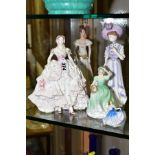 FIVE VARIOUS FIGURINES, comprising two Royal Worcester 'Royal Debut' limited edition No 4307/12500