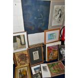 PAINTINGS AND PRINTS, etc, to include a Robert King limited edition print 6/300, abstract oil on