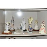 TWO LLADRO FIGURES OF GIRLS AND OTHER LADY FIGURES, the Lladro comprising No 5223 'Spring is