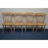 A SET OF FOR MODERN BEECH KITCHEN CHAIRS
