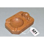 ROBERT 'MOUSEMAN' THOMPSON OF KILBURN, a carved oak ashtray with signature mouse, length 10cm