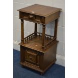 A 20TH CENTURY FRENCH OAK POT CUPBOARD the top section with a single drawer above a base with a