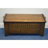 A MID TO LATE 20TH CENTURY OAK BLANKET CHEST, width 106cm x depth 47cm x height 49cm