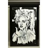 SARAH HOLMES (BRITISH CONTEMPORARY) 'Strike a Pose', a monochrome portrait of popstar Madonna,