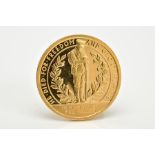 A GIBRALTAR DOUBLE CROWN COIN, of 9k gold proof, approximate weight 8 grams, 26mm, 2018 with a