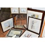 MARITIME INTEREST WATERCOLOURS ETC, comprising three Peter Knox watercolours 'Brig Moored in the