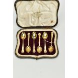 A CASED SET OF SIX SILVER TEASPOONS, each of a plain polished Old English design, hallmarked