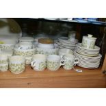 A HORNSEA 'FLEUR' PATTERN DINNER SERVICE, including a tureen and cover, storage jar with wooden lid,