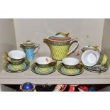 A ROSENTHAL VERSACE 'RUSSIAN DREAM' PATTERN FIFTEEN PIECE TEA SET, comprising tea pot and cover,