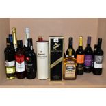 A COLLECTION OF ALCOHOL, to include Remy Martin Cognac (1 Litre), Macleods blended Whisky, red,