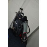 TWO GOLF BAGS AND CLUBS including a Ping Anser 48W2 putter, a Taylor Made burner attack driver, a