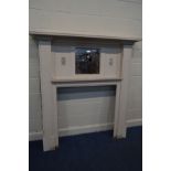 AN EARLY 20TH CENTURY PAINTED PINE FIRE SURROUND, 160cm x height 168cm