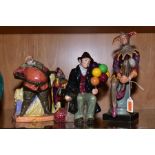 FOUR ROYAL DOULTON FIGURES, 'The Jester' HN2016 (reglued to base), 'The Balloon Man' HN 1954, '