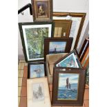 PAINTINGS AND PRINTS to include J Bartlet oils of fishing boats under sail, circa mid 20th