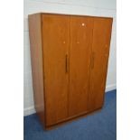 A G PLAN FRESCO TEAK TRIPLE BI FOLD DOOR WARDROBE, width 124cm x depth 58cm x height 176cm