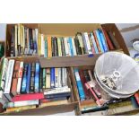 FIVE BOXES OF HARDBACK AND PAPERBACK BOOKS, subjects include antiques, ships, shaker furniture,