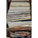 TWO TRAYS CONTAINING OVER ONE HUNDRED LPs AND 7'' SINGLES, including The Beatles, The Beach Boys and