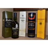 FOUR BOTTLES OF SINGLE MALT comprising one bottle of Ardbeg Single Islay Malt 10 years old, 46% vol.